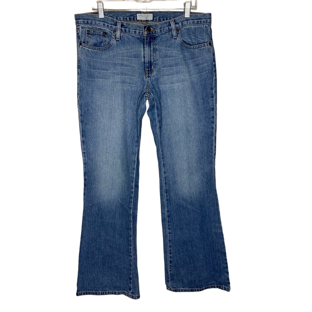 Vintage American Eagle Blue Denim Flare Hipster Y2K 5 Pocket Jeans 12 Long